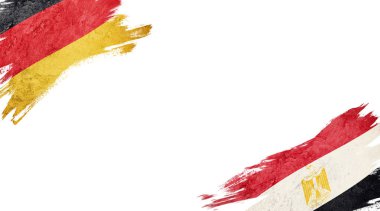 Beyaz Arkaplanda Almanya ve Mısır Bayrakları